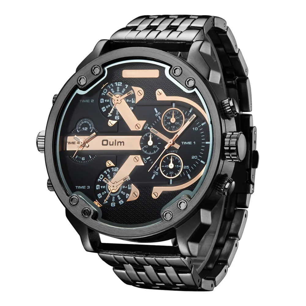 Goedkoop Mannen Merk rvs Oulm Horloge Luxe Grote wijzerplaat Horloge wit case Quartz Relojes Sport Mode Mannelijke Militaire Horloge