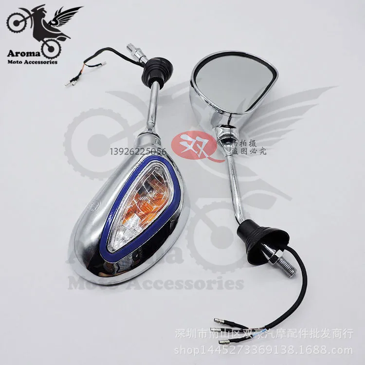 

chrome ATV Off-road scooter LED indicator moto side mirror motorbike accessories turn signal light motorcycle rearivew mirror