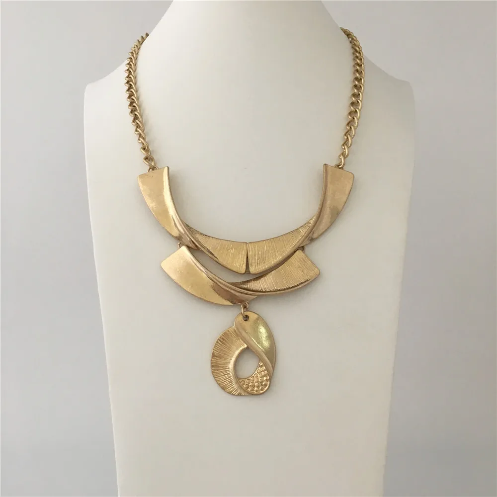 Богемное поношенное золотое ожерелье с большой подвеской для женщин и девушек