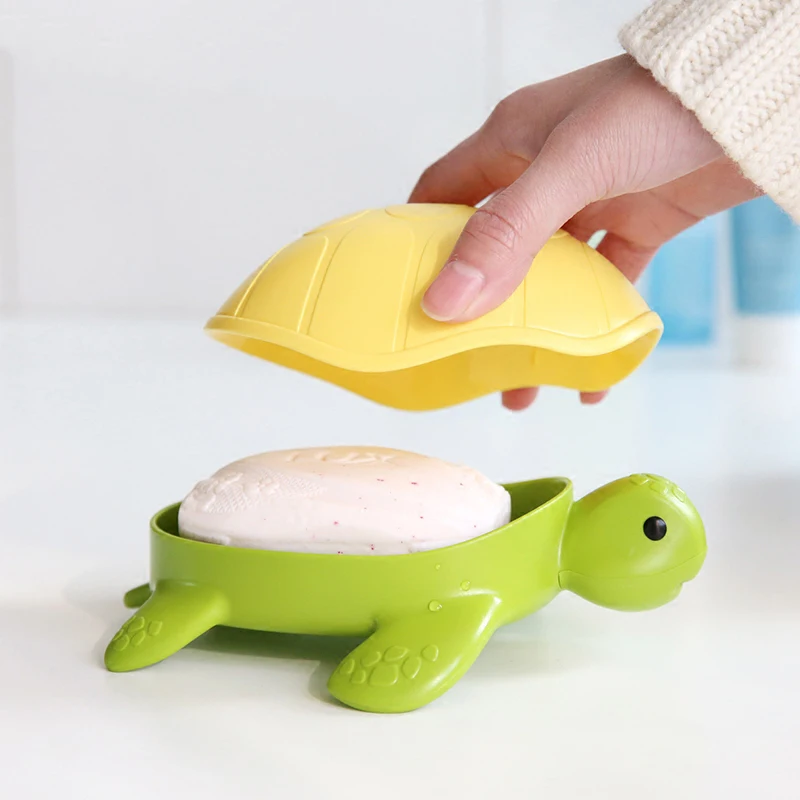 Lynnne Turtle Soap Holder Plastic Drain Cassette Cute Tortois Tray Dish