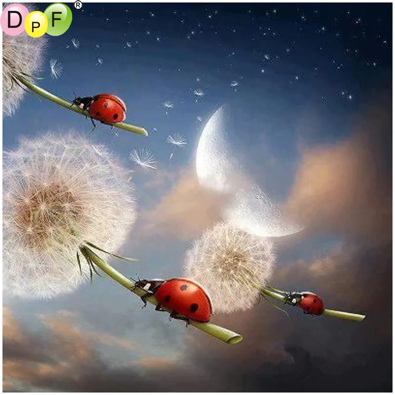 

DPF DIY Dandelion ladybug 5D crafts diamond mosaic square diamond embroidery needlework diamond painting cross stitch home decor