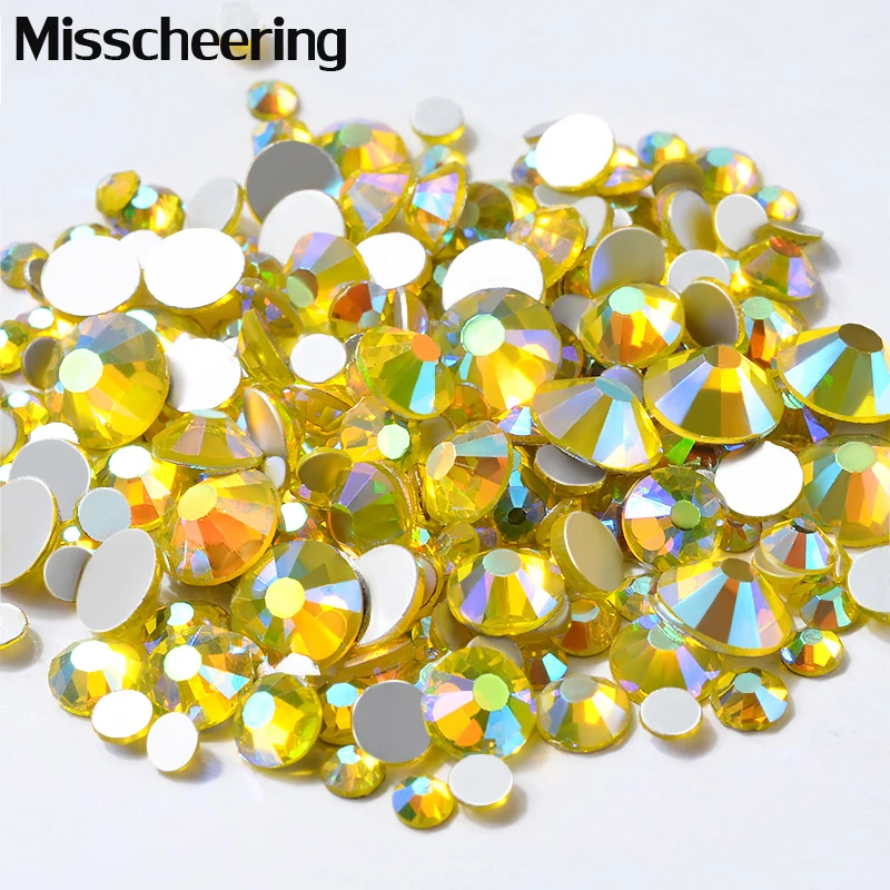 

New 1 Pack Shiny Citrine Crystal AB Nail Art Rhinestone Decorations Flat Back No Correction 3D Glass Strass Manicure Accessories
