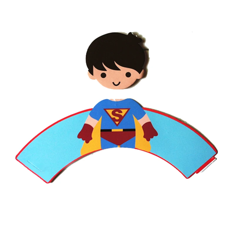 Милые Мстители, паук Бэтмэн, герои, этикетки, бумажные обертки для кексов и топперов, украшения для дня рождения, Детские принадлежности для душа - Цвет: Superman