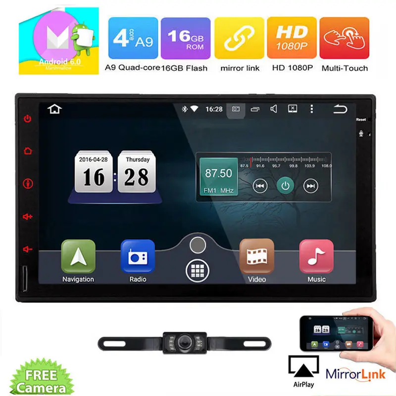 Quad Core Android 6 0 4G WIFI 7 Double 2DIN Car font b Radio b font