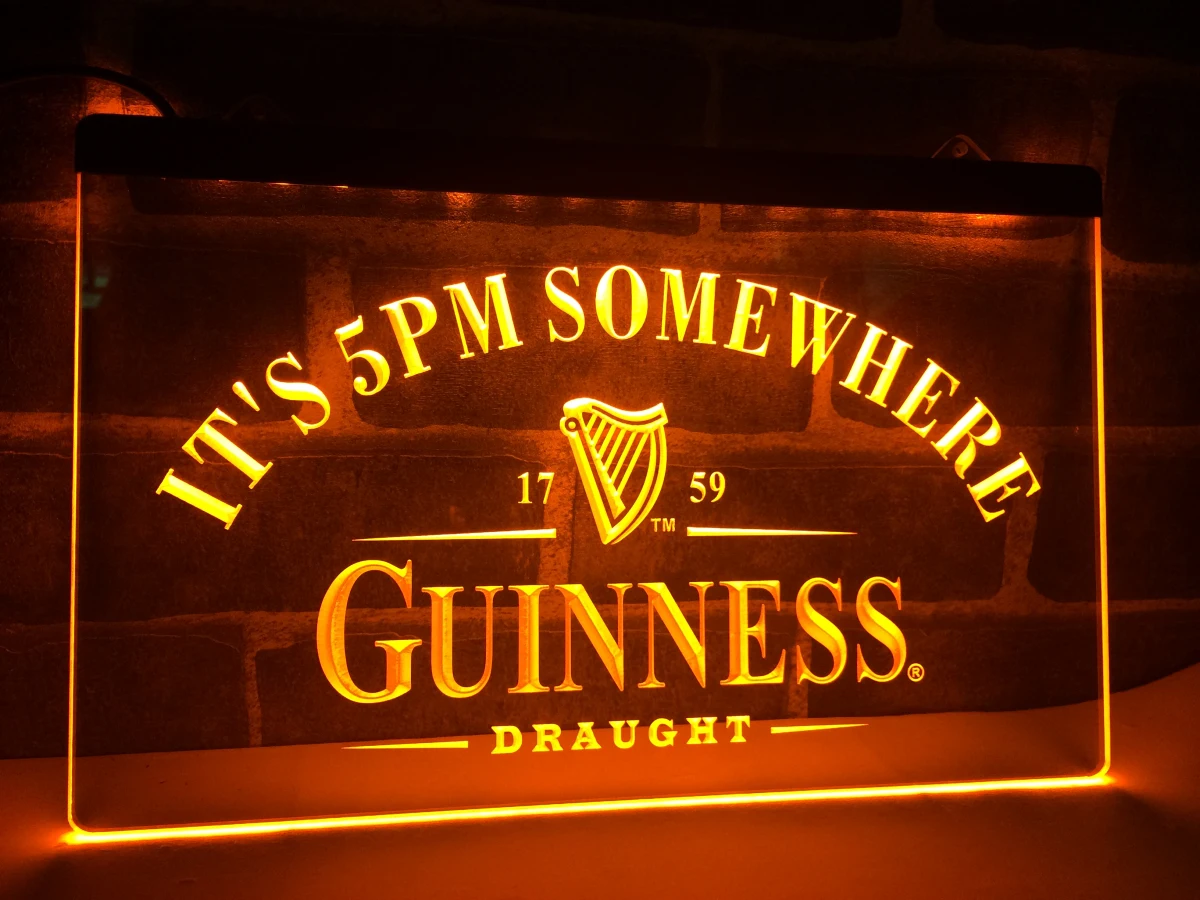 LA091 Guinness It's 5 pm где то светодиодный неоновый светильник|home decor|crafts lightingcraft decoration |