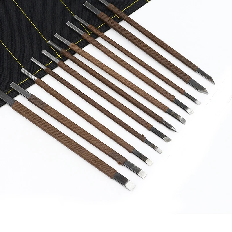 11 Pcs/set Stone Carving Knife Tool Set Multi function Manganese Steel Woodworking graver Hand