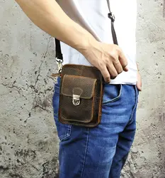 Кожаный мужской Повседневное дизайн мини одно плечо сумка через плечо многофункциональный Мода Пояс Сумка Лето небольшой телефон Чехол 6401d