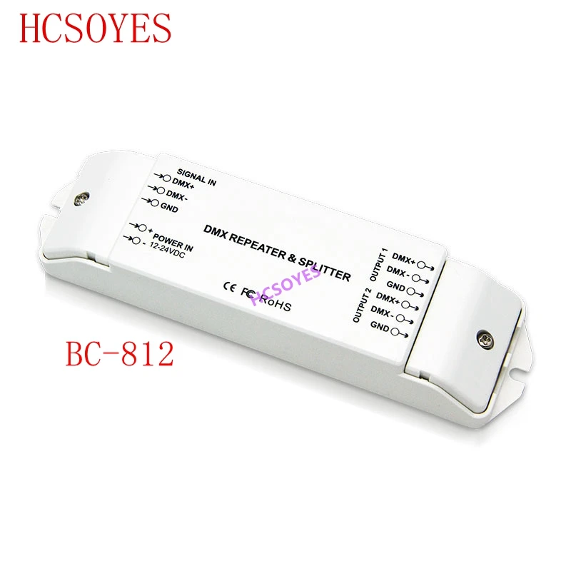 

BC-812 DMX512 Signal power repeater DMX Power amplifier 1 to 2 channel output DMX power splitter DMX led controller,DC12V -24V