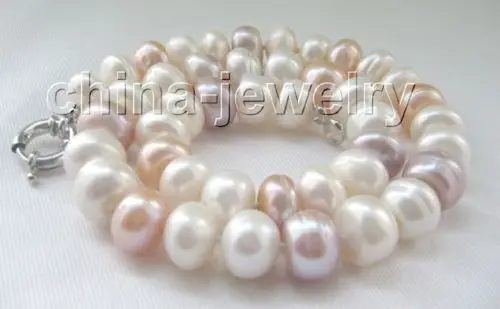 

FREE shipping>>>>18"12-13mm natural multicolor freshwater pearl necklace new