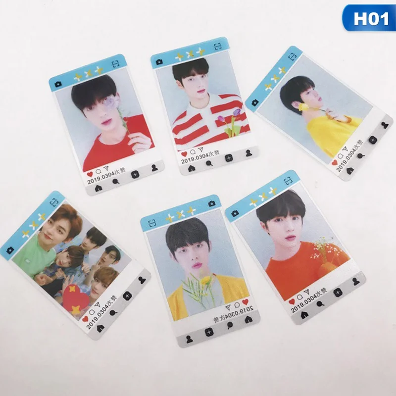 

2019 Bighit New Men's Team TXT Album Cat&Dog Photo Transparent Crystal Card Sticker 6pcs/set