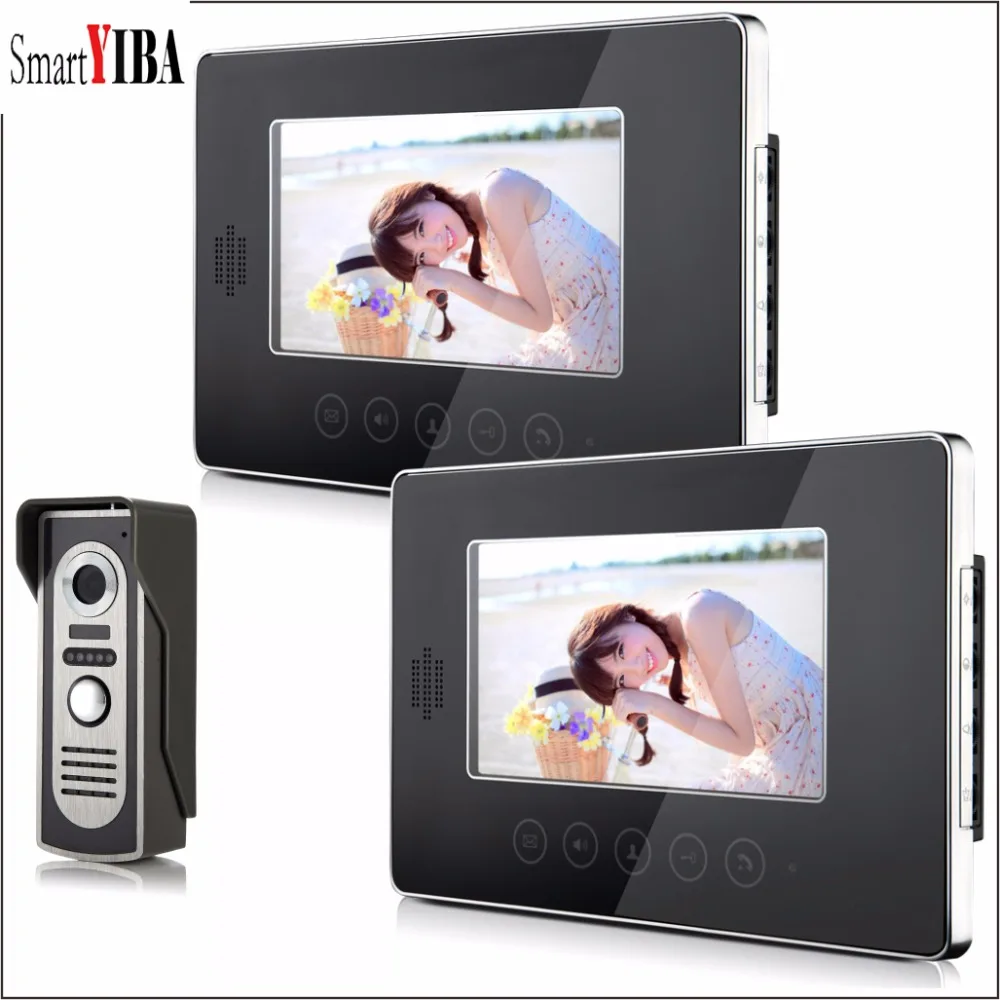 

SmartYIBA 7 Inch Color Touch Screen Video Intercom Wired Video Doorbell for House 1000TVL CMOS IR Camera Home Intercom Doorphone