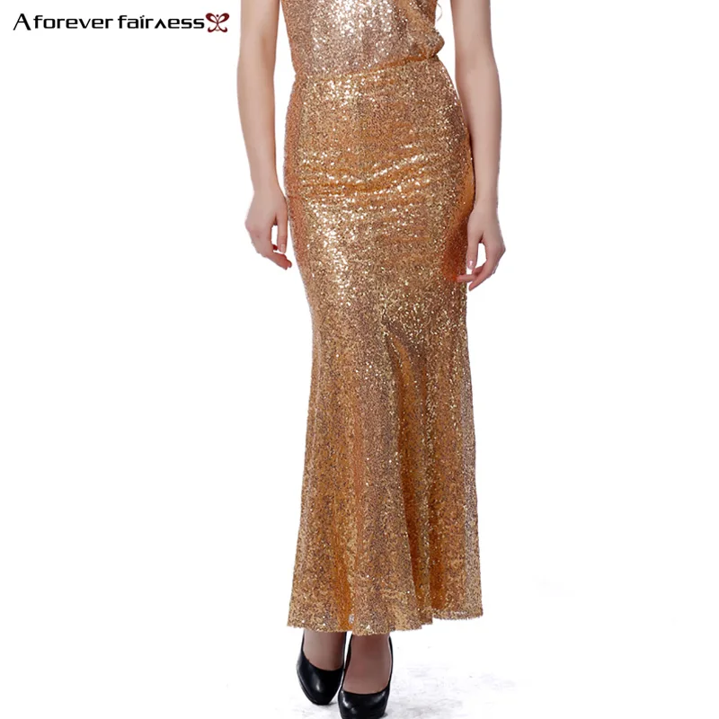 

A Forever 2019 Women Skirt Fashion Fishtail Design Women Golden Sequins Long Skirt Party SKirts XS-XXXL AFF820
