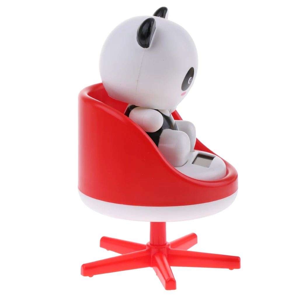 Adorable Plastic Solar Powered Toys Noding Head Figurine Model Home Car Ornament Panda Novelty Gag Toys for Kids Birthday Gift