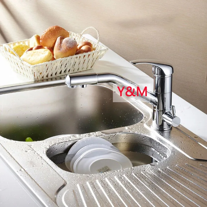 Smart Brass 3 Way Faucet, Hot & Cold & Purified Water tap , Drinking water kitchen sink mixer