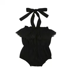 Черный Кружевной ромпер для слинга для новорожденных девочек; комбинезон; одежда