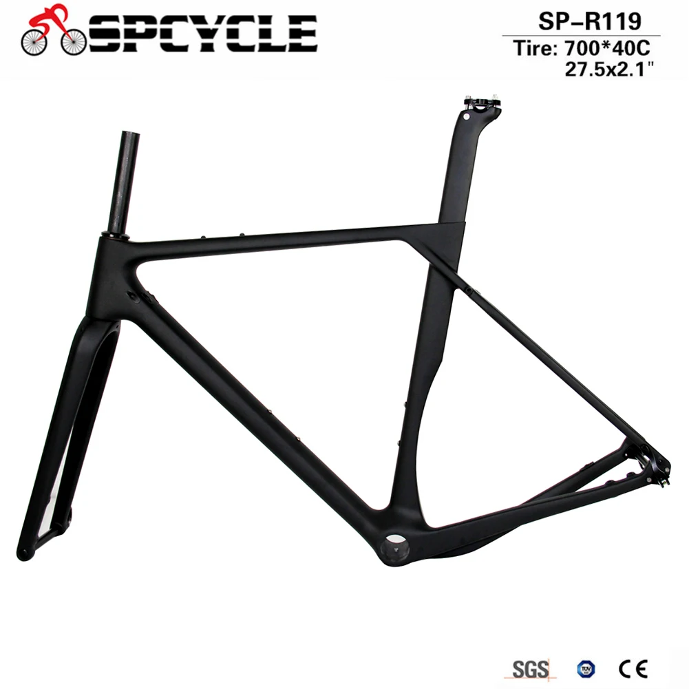 Best Spcycle Carbon Gravel Frame Aero T1000 Carbon Cyclocross Bike Frame Disc Brake Road Bicycle Frame Max Tire 700*40C or 27.5*2.1 2