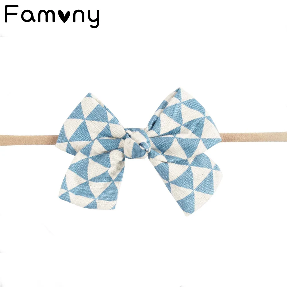 

Baby Nylon Headband Fabric Top Bowknot Splice Headwear Headbow Elastic Bows Ties For Kids Hair Accessories