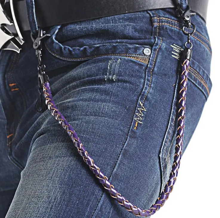 Для мальчиков Панк Пояс-цепочка на талию для мужчин и женщин s PU модные брюки цепь хип-хоп цепь для мужчин и женщин металлическая цепь 6 цветов - Цвет: Фиолетовый