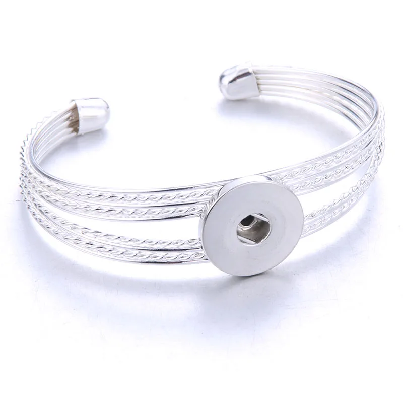 Новая мода, регулируемые серебряные браслеты-цепочки, металлический браслет с защелкой, подходят для 18 мм, 12 мм, кнопки "сделай сам", ювелирные изделия для женщин - Окраска металла: K