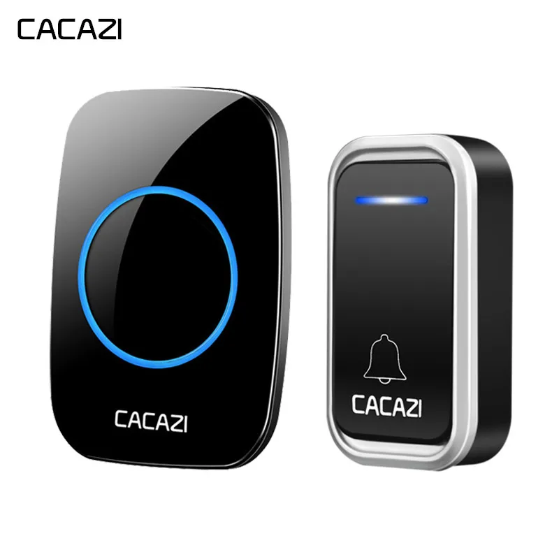 CACAZI Wireless Waterproof Doorbell Smart Remote 300M LED Intelligent Battery Button Calling Door Bell EU Plug 38 Chime 3 Volume |