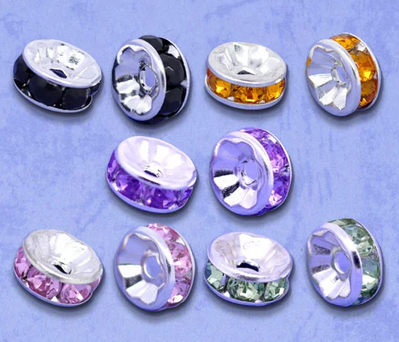 

DoreenBeads 100 Mixed SP Rhinestone Rondelle Spacers Beads 8x4mm (B08999), yiwu