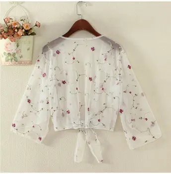 

Casual Womens Long Sleeve Tops Chiffon Floral Loose Ladies Beach Cardigan Thin Coat Outwear Tops Cover Up