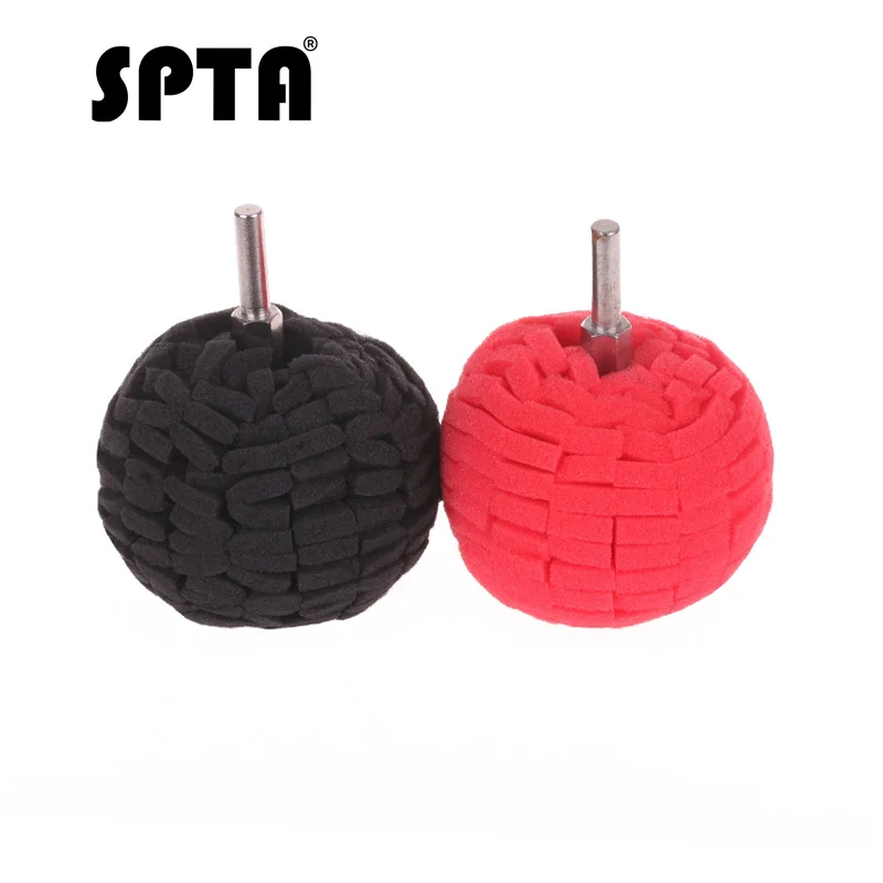 

SPTA 2Pcs Red& Black 3inch 80mm Buffing Polisher Ball Finishing Buff Polishing Pad Ball For Car Polishing Pads