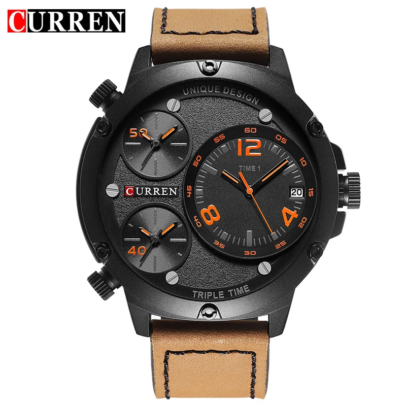 CURREN Plus мужские военные спортивные кварцевые часы с несколькими часовыми поясами