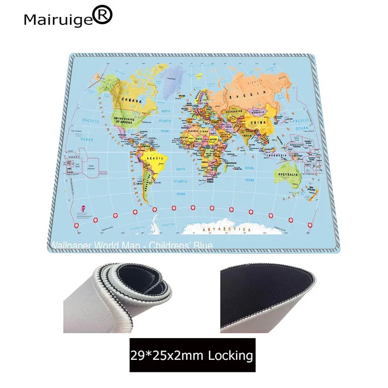 Mairuige очень большой коврик для мыши Синяя карта мира игровой коврик для мыши Противоскользящий резиновый игровой коврик для мыши с запирающим краем