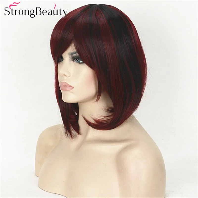 TY 1787 1B-130M Short bob style women's red and black wig (6)