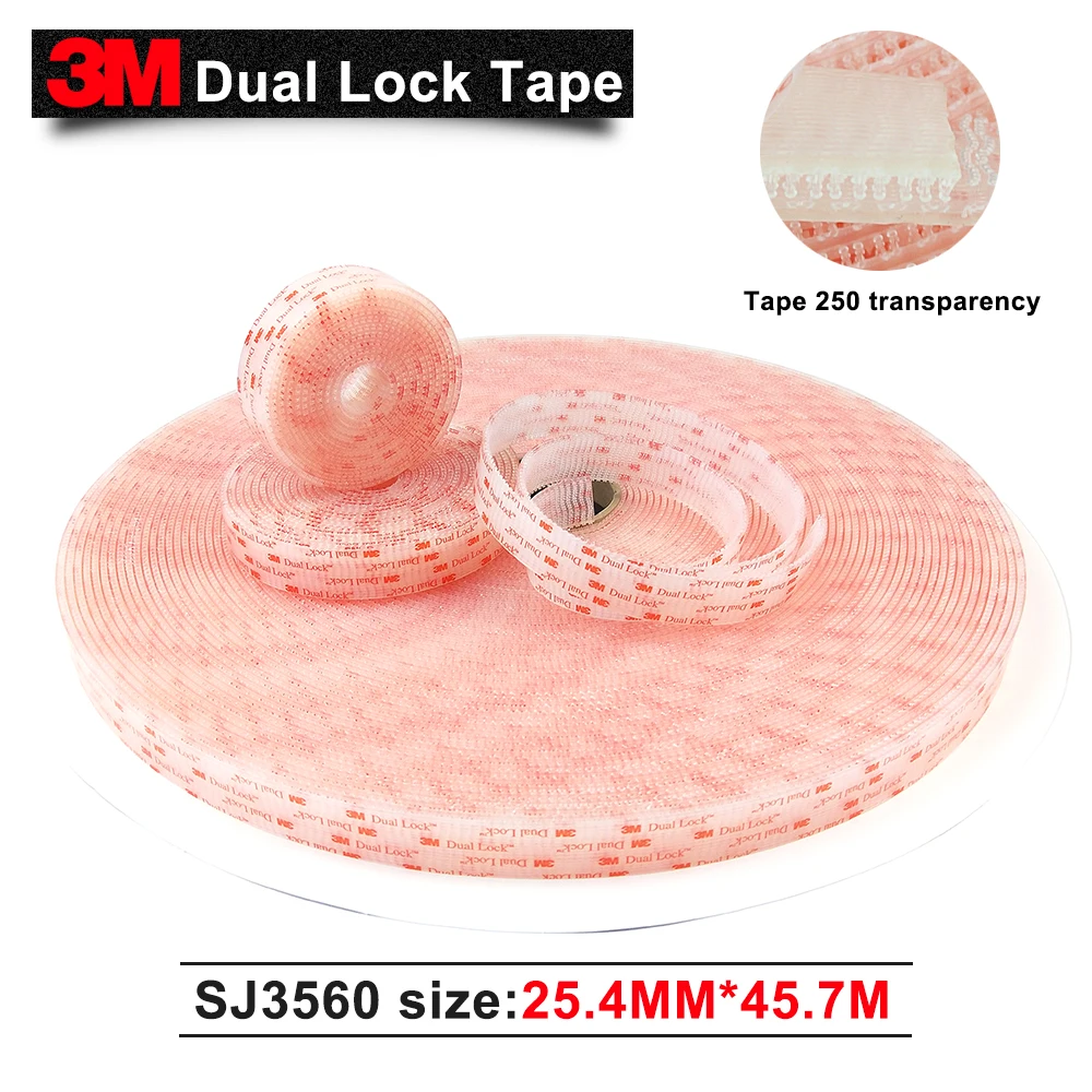 

3M SJ3560 Dual Lock Reclosable Fastener self adhesive clear tape 3m/ Clear 1in*50yards*one roll / We can die cut it to any size