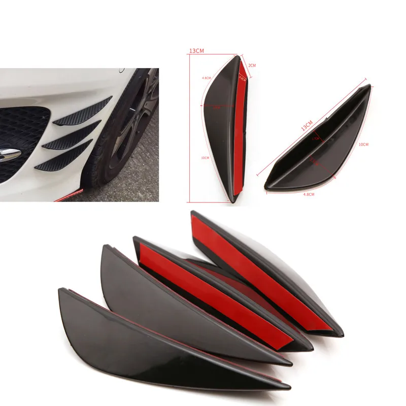 4pcs Universal Car Styling Mouldings Bumper Corner Guard Protector Car Auto Truck Decoration Strip Carbon Fiber Front Knife