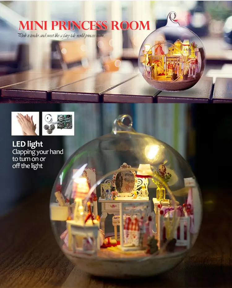 DIY контроллер звука стеклянный шар светодиодный светильник игрушка сборка модель ремесло игрушка подарок в мини-комнате принцессы
