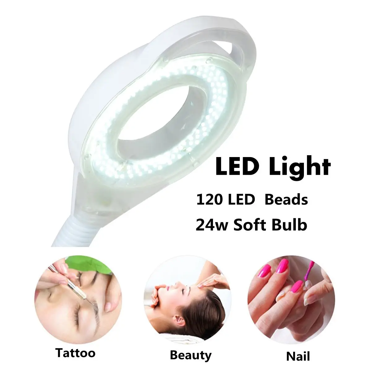 Billig Pro 8X Dioptrien 120 LED Vergrößerungs Boden Stehen Lampe Lupe Glas Kalten Ligth Len Gesichts Licht Für Schönheit Salon Nagel tattoo 220V