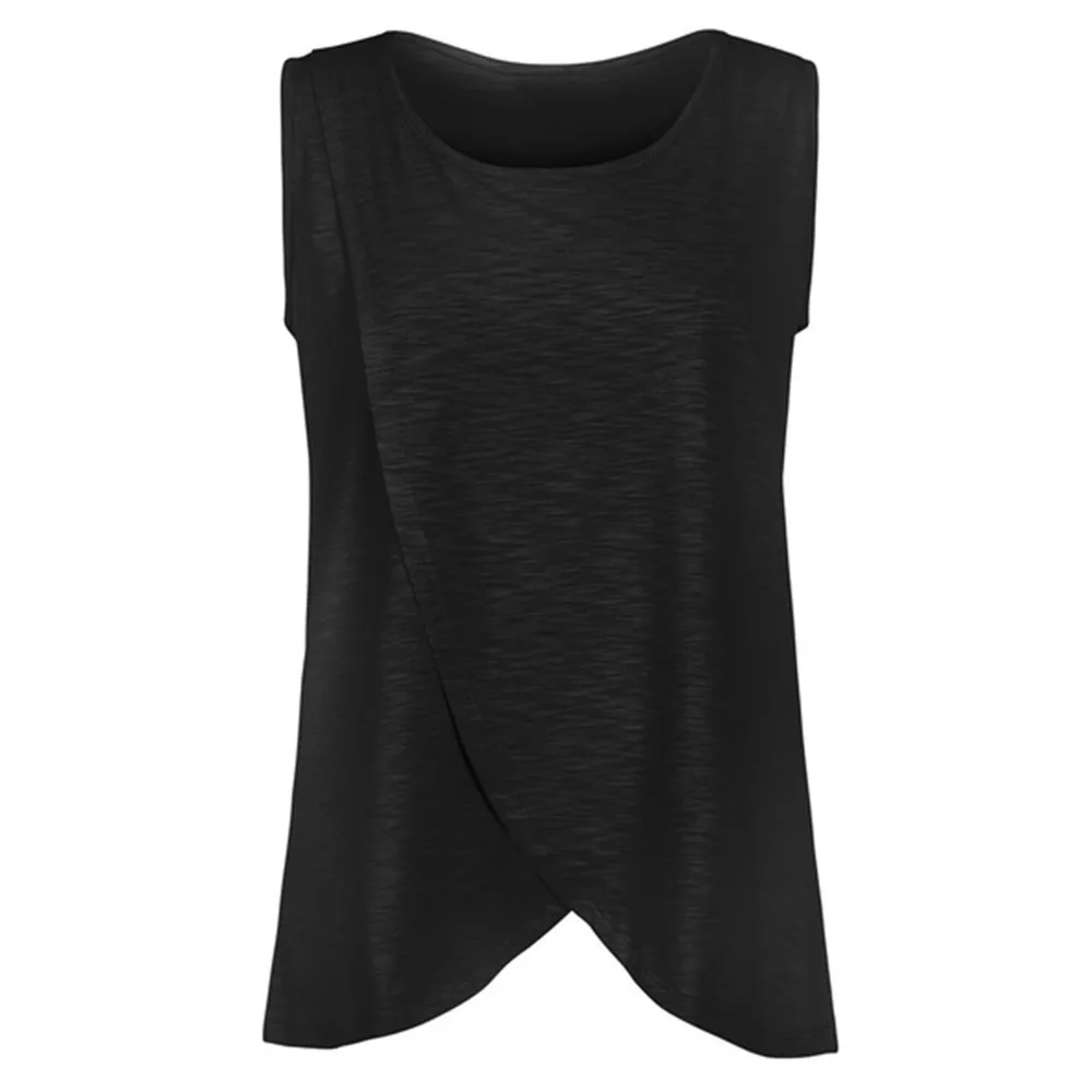 Las mujeres Blusa De maternidad De enfermería abrigo Top sin mangas tapa De doble capa T camisa camisas Ropa materna De Moda