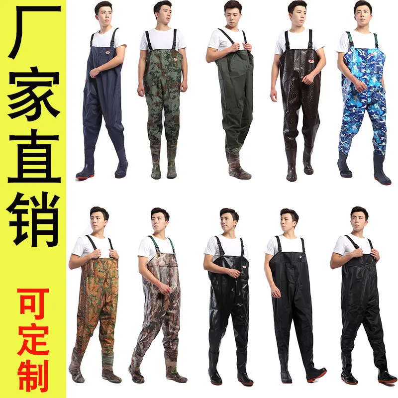 

1mm High Waist Fishing waders with chest wading boots suit anti-microbial trousers