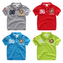 Child 2017 summer short-sleeve kids boys polo shirts girls top child turn-down collar badge pique cotton casual boys shirts 4-b