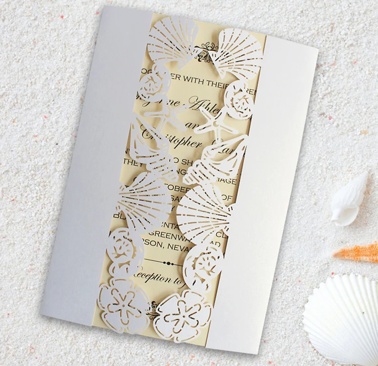  Beach Wedding Invitation Sea Party Invitations Seashell Invitations Starfish Invitation - Set of 50 - 32607909042