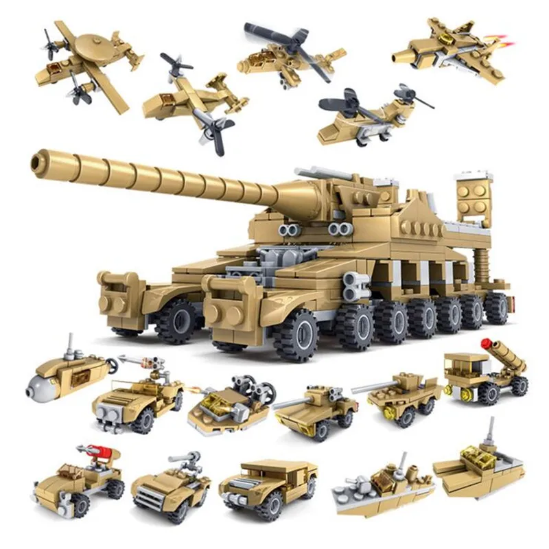 

16 In 1 Military Weapons Transport Dumper Truck Legoings Building Blocks Toys