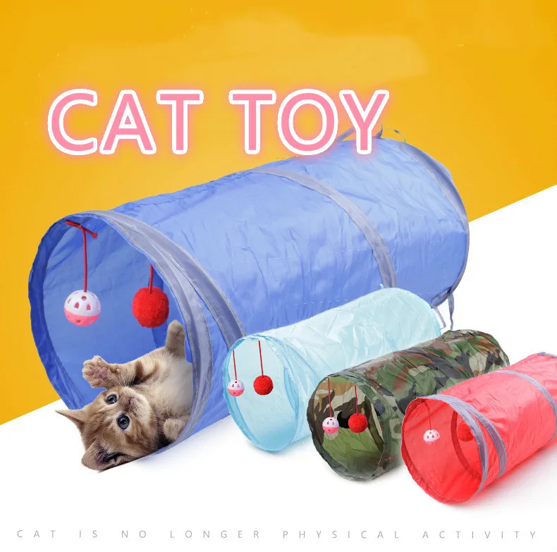 

4 Color Funny Pet Cat Tunnel 2 Holes Play Tubes Balls Collapsible Crinkle Toys Puppy Ferrets Rabbit Play Dog Tunnel Tubes