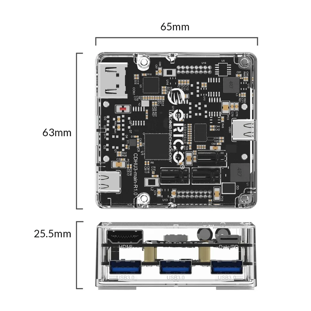 ORICO usb-хаб 5-в-1 Тип с разъемами типа C и Тип-C/HDMI/USB3.0 Порты Универсальная док-станция 6 Гбит/с USB C концентратор для Macbook huawei ноутбук