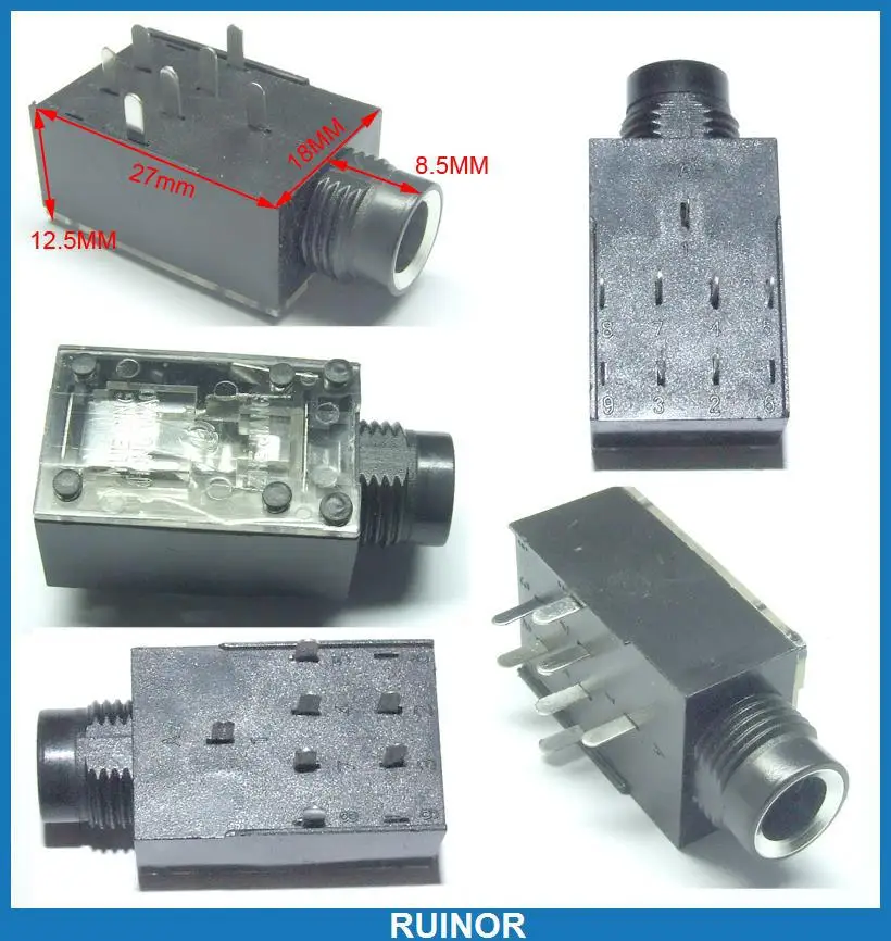 100PCS 7PIN 1 4 6 35mm Stereo Jack Socket FOR Microphone DJ Headphone XLR plug