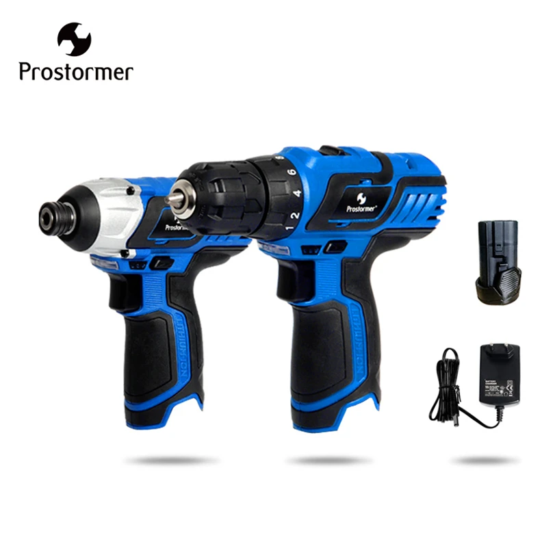 Goedkoop Prostormer 12 v Hand Elektrische boor + draadloze schroevendraaier Hoge kwaliteit boor elektrische Schroevendraaier Machine Oplaadbare Power tools