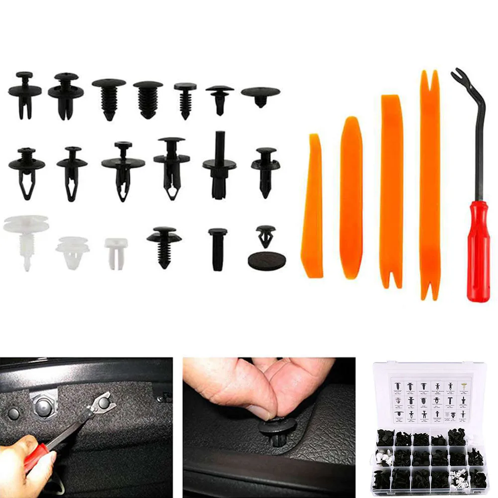 435Pcs Car Body Trim Clips Retainer Bumper Rivets Screw Panel Push Fastener Kit