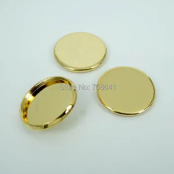 

Blank Round Smooth Bezel Trays Pad Bases Settings Resin Cabochon Findings for Floating Charm Lockets Making Golden tone Plated