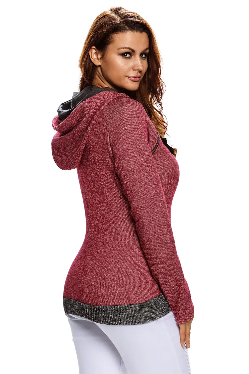 Heather-Red-Double-Hooded-Sweatshirt-LC25931-3-4
