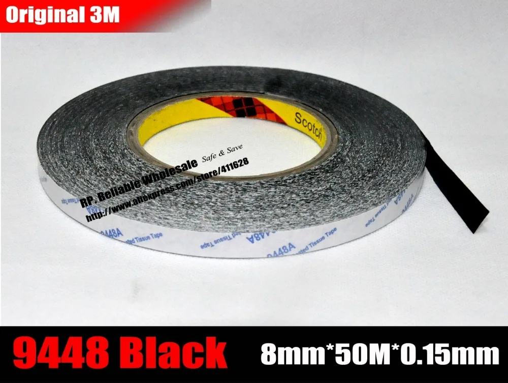 (8mm* 50 meters) 3M Black Double Sided Adhesive Tape for Cellphone