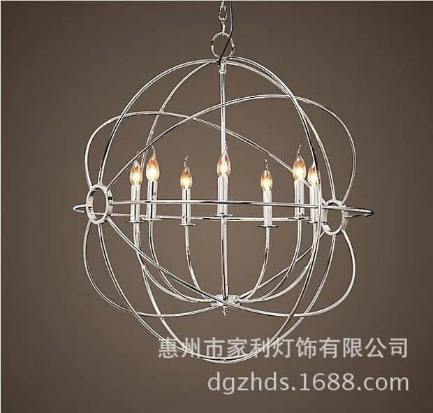 Six vintage American country oval ring wrought iron chandelier Nordic creative minimalist restaurant postmodern industrial light | Лампы и
