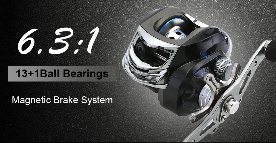 GLUREE Plastic Baitcasting Fishing Reel 13+1BB 6.31 220g Metal Line Cup Blue LeftRight Hand Lure Fishing FreshSalt Water Reel (7)