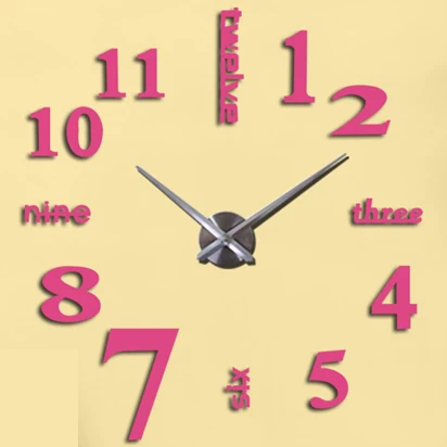 Большого размера акриловая кварцевые часы модные часы 3d настоящие большие настенные часы с зеркальной наклейкой Diy Декор для гостиной настенные часы - Цвет: Розовый